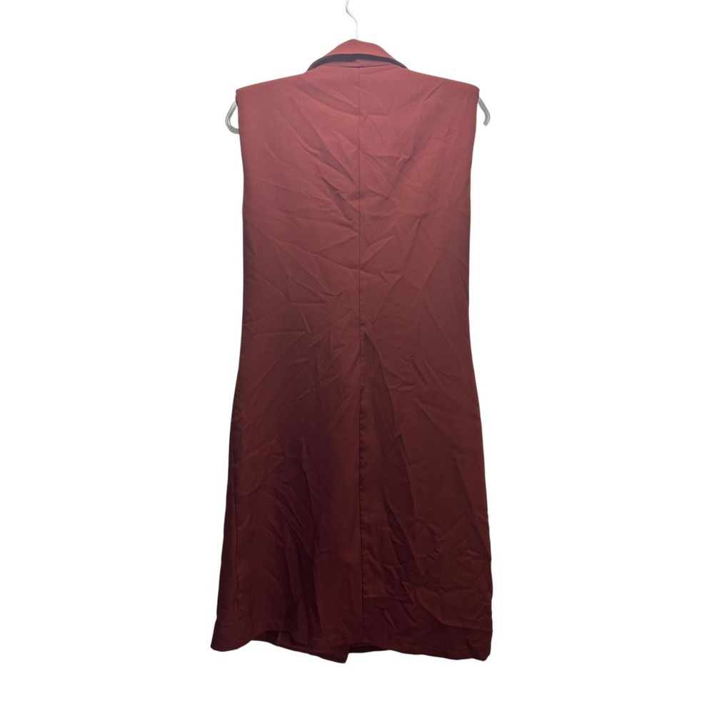 Rust Terracota Double Breasted Sleeveless Blazer Dress Longline Vest Coat S - Picture 2 of 6